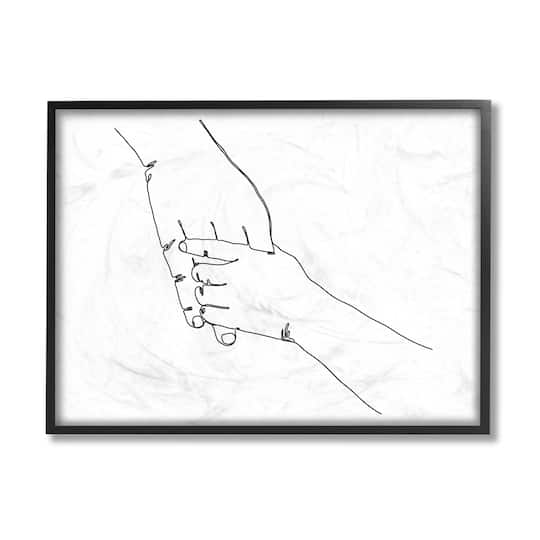 Stupell Industries Family Holding Hands Pose Minimal Linework in Frame Wall Art